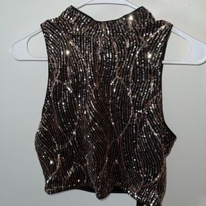 Shein SKY Mock Neck Sequin Top